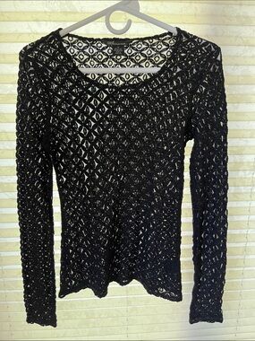 Vintage Guess black crochet long sleeve top size medium 90s vs. Y2K